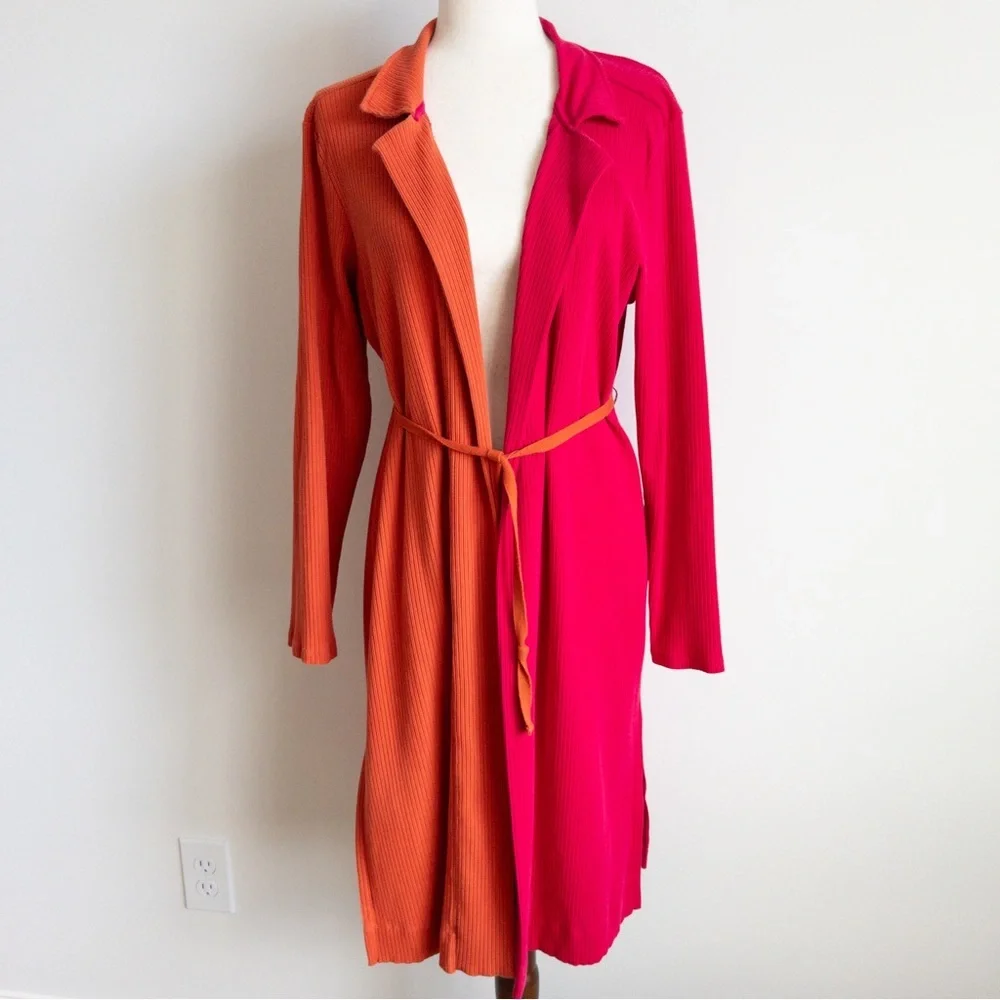 Daily Practice Colorblock Ribbed Yoga Duster Cardigan Robe - Picture 2 of 14
